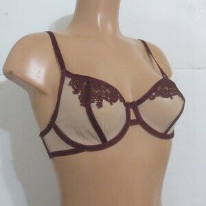 Elegant Lace Trimmed Bra - Brown